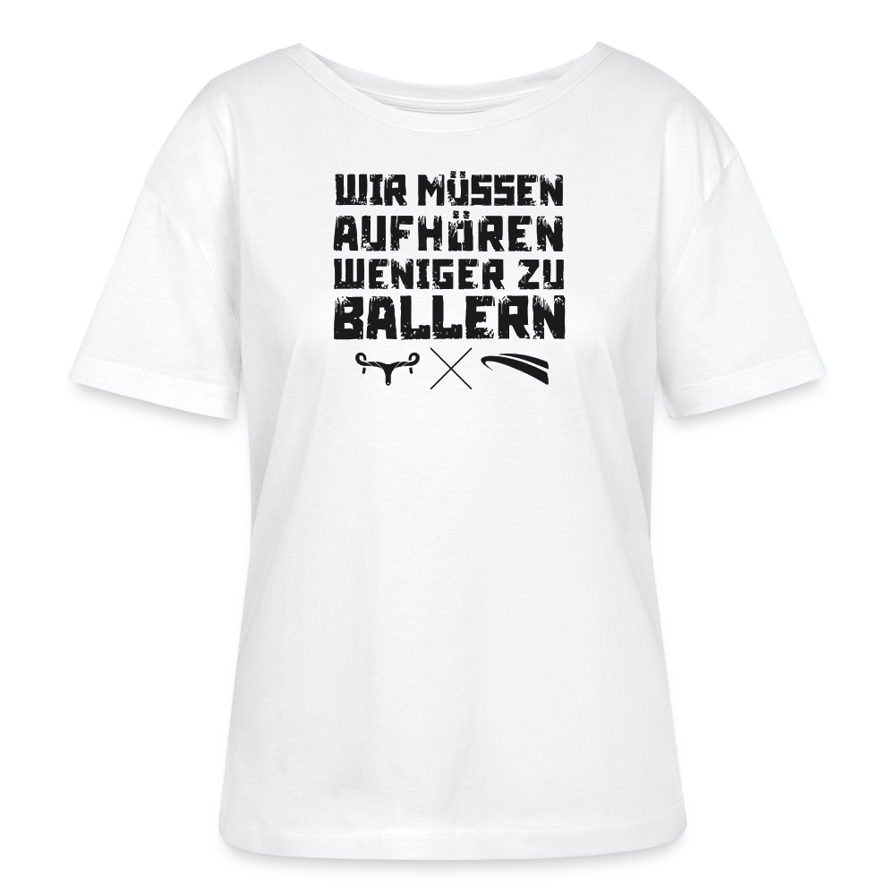 WMAWZB Damen T-Shirt Hell mit Statement Frontprint - Weiß
