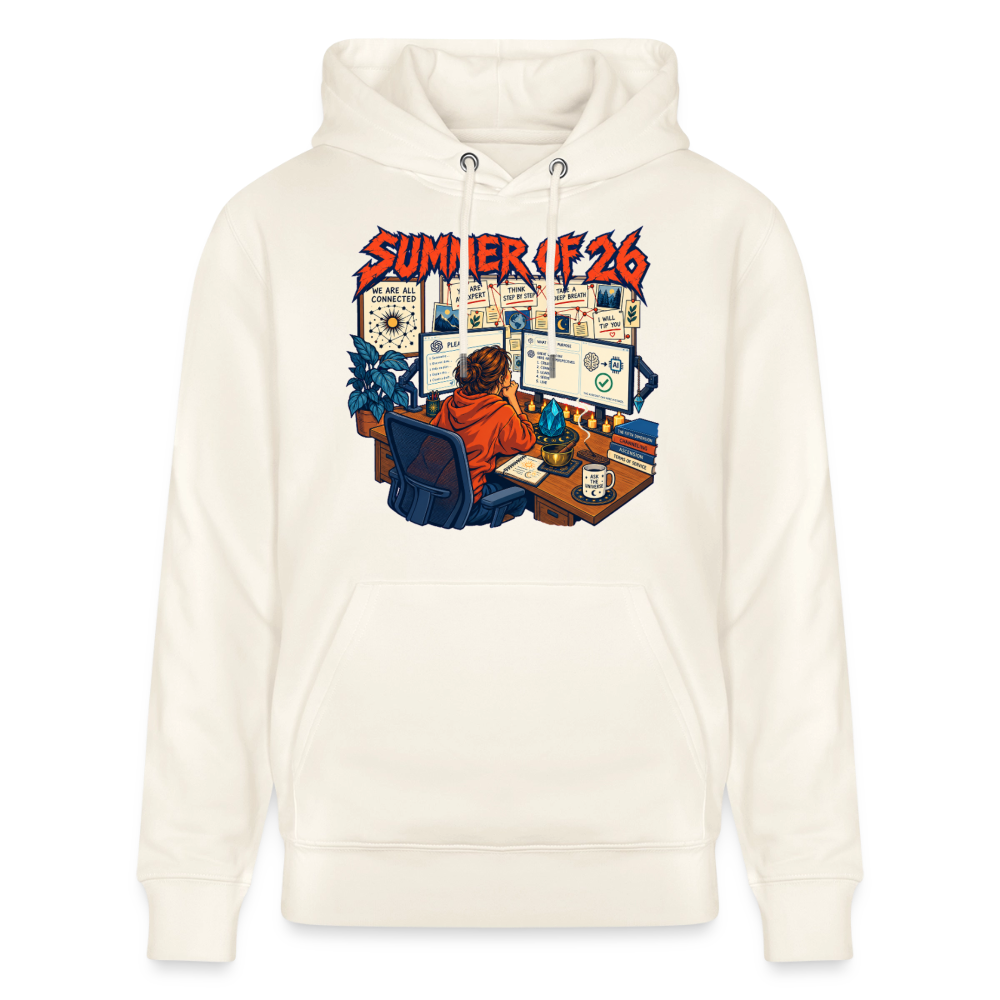 Unisex Hoodie hell mit SUMMER OF ’26 Frontprint – Naturweiß – Vorderseite