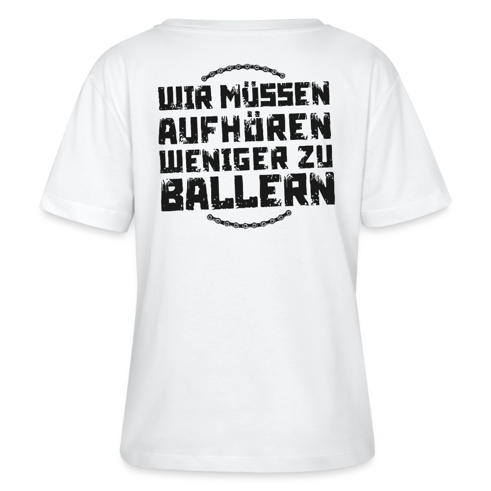 WMAWZB Damen T-Shirt Hell mit Statement Backprint - Weiß