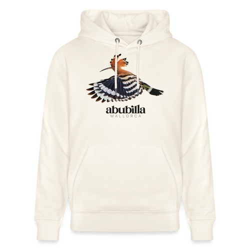 Abubilla Unisex Bio-Hoodie Hoopoe Free Flight in Naturweiß