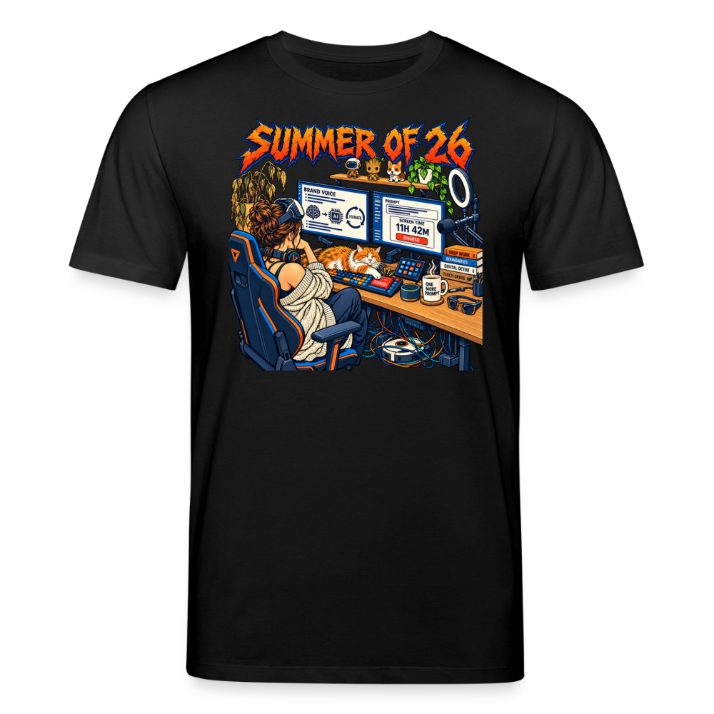 Unisex T-Shirt dunkel mit SUMMER OF 26 Frontprint – Schwarz – Vorderseite