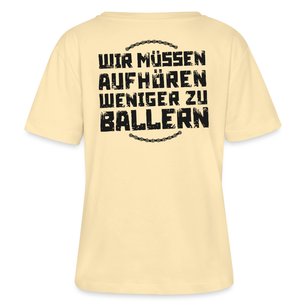 WMAWZB Damen T-Shirt Hell mit Statement Backprint - Creme