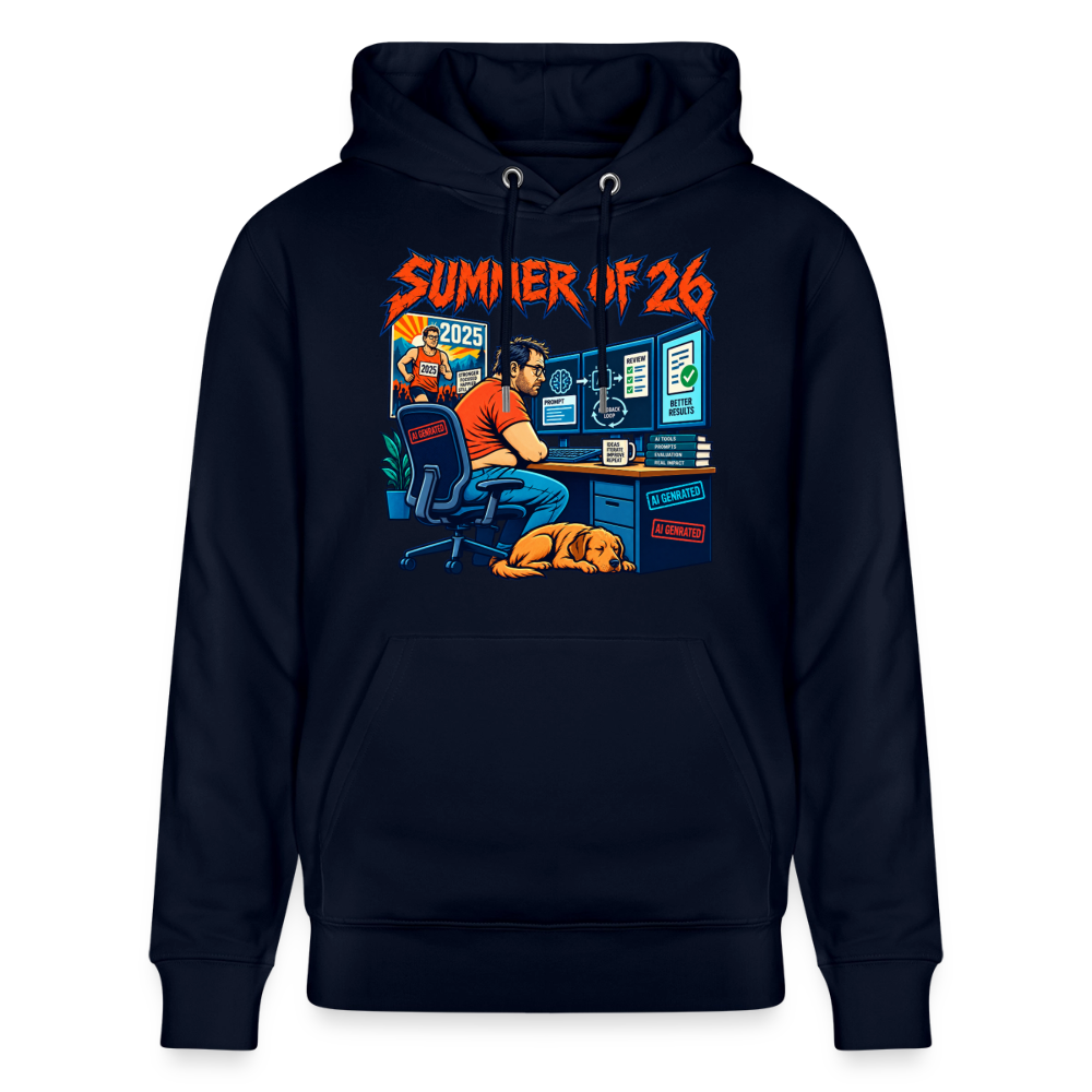 Unisex Hoodie dunkel mit SUMMER OF 26 Frontprint – Navy – Vorderseite