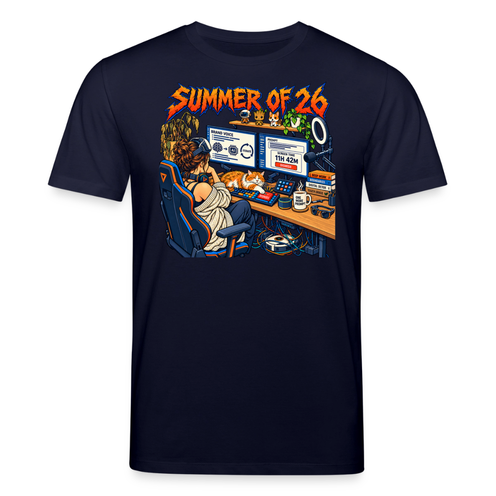 Unisex T-Shirt dunkel mit SUMMER OF 26 Frontprint – Navy – Vorderseite