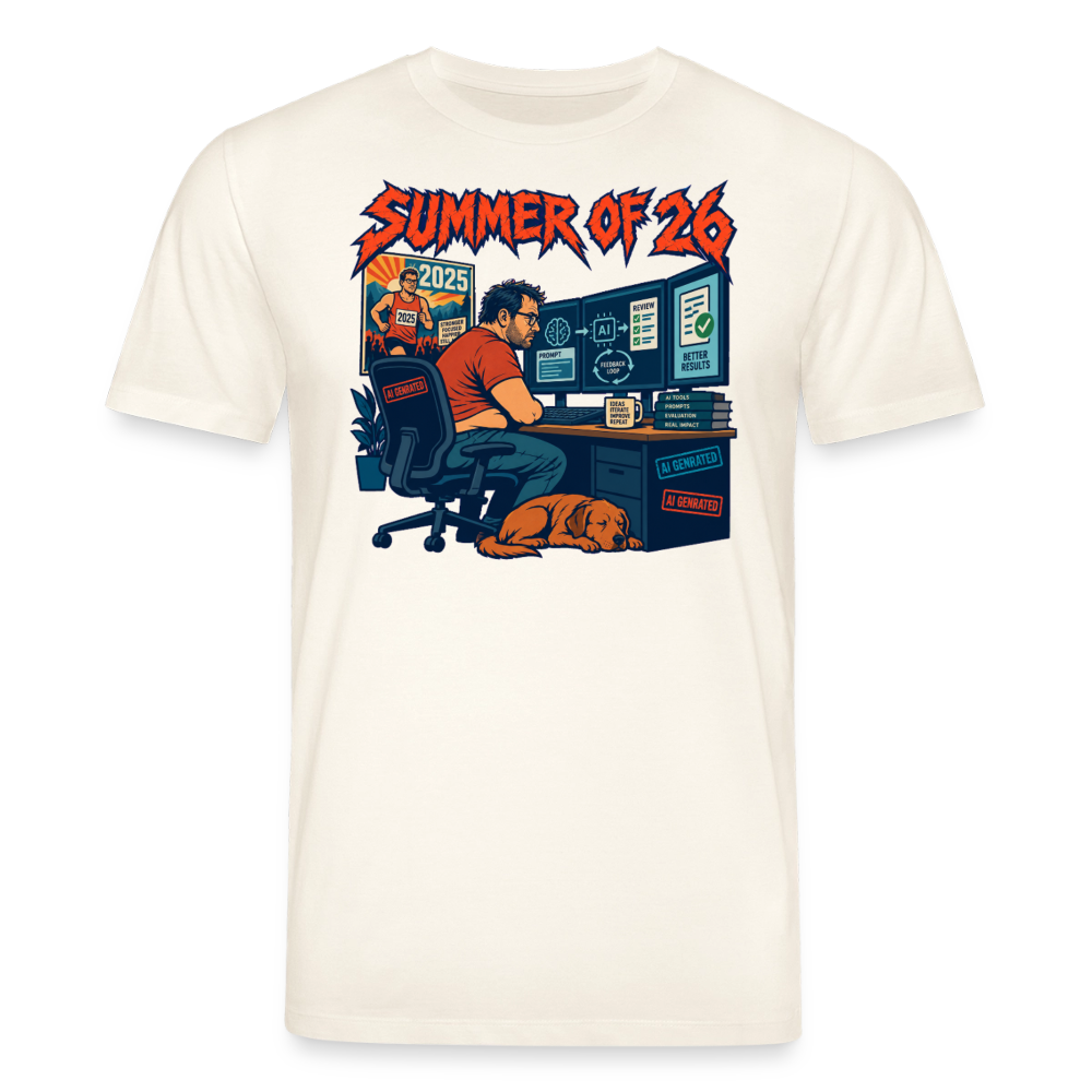 Unisex T-Shirt hell mit SUMMER OF ’26 Frontprint – Naturweiß – Vorderseite