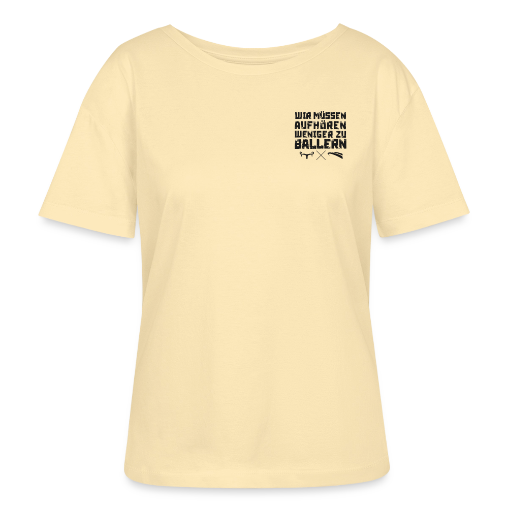 WMAWZB Damen T-Shirt Hell mit Logo Backprint - Creme