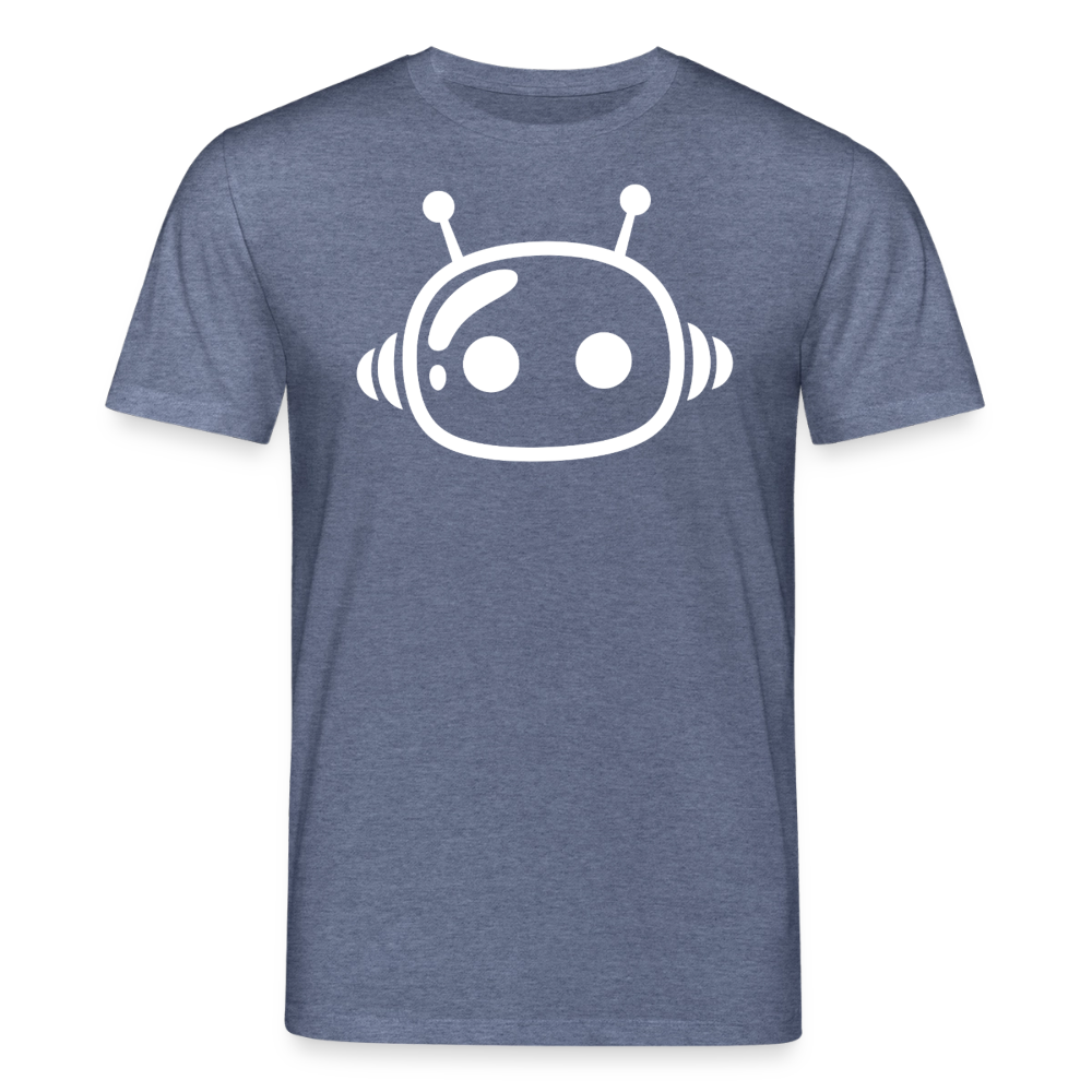 AI Bot Unisex Bio-T-Shirt mit Frontprint - Dunkelblau meliert