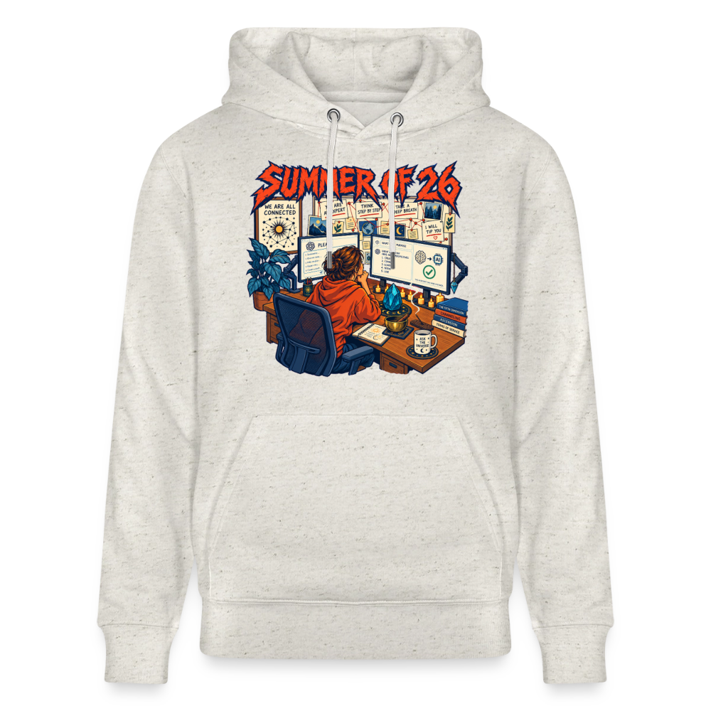 Unisex Hoodie hell mit SUMMER OF ’26 Frontprint – Beige meliert – Vorderseite
