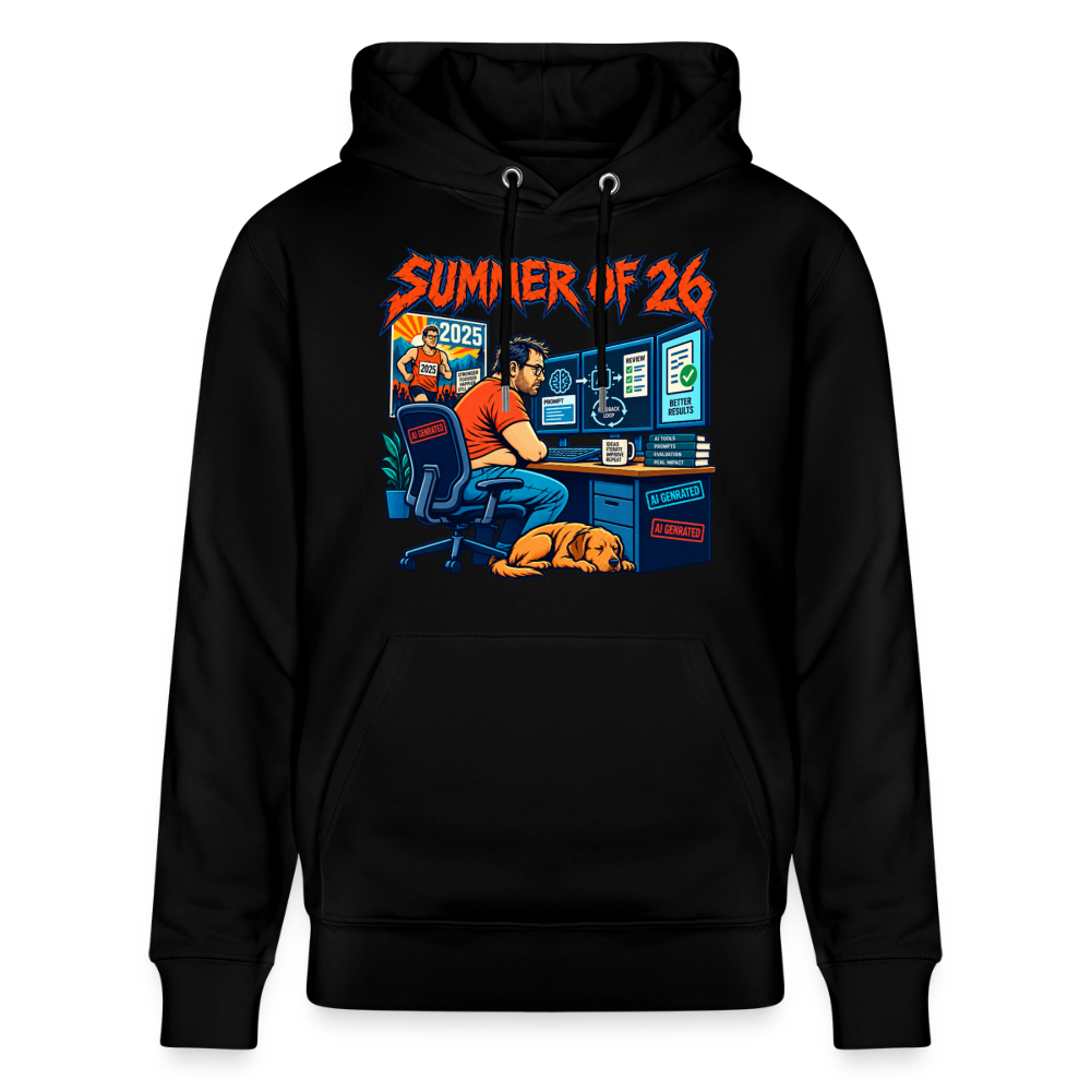 Unisex Hoodie dunkel mit SUMMER OF 26 Frontprint – Schwarz – Vorderseite