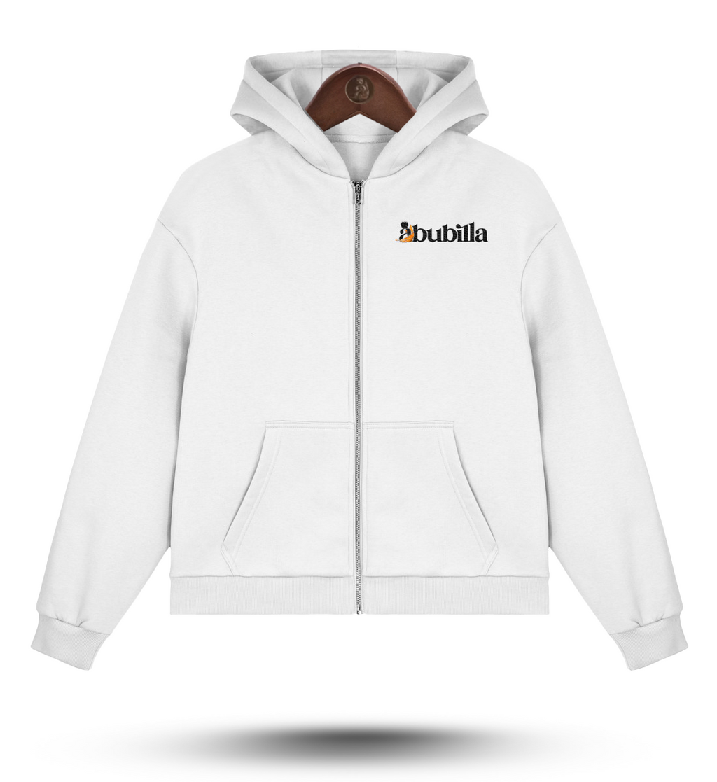 Abubilla - Fluffy Boxcut Zipper mit Sticklogo white