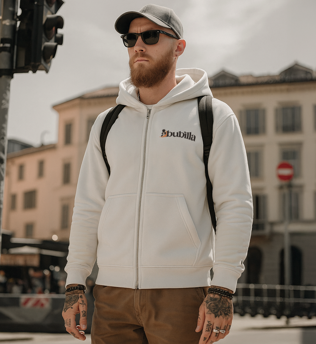 Abubilla - Fluffy Boxcut Zipper mit Sticklogo white