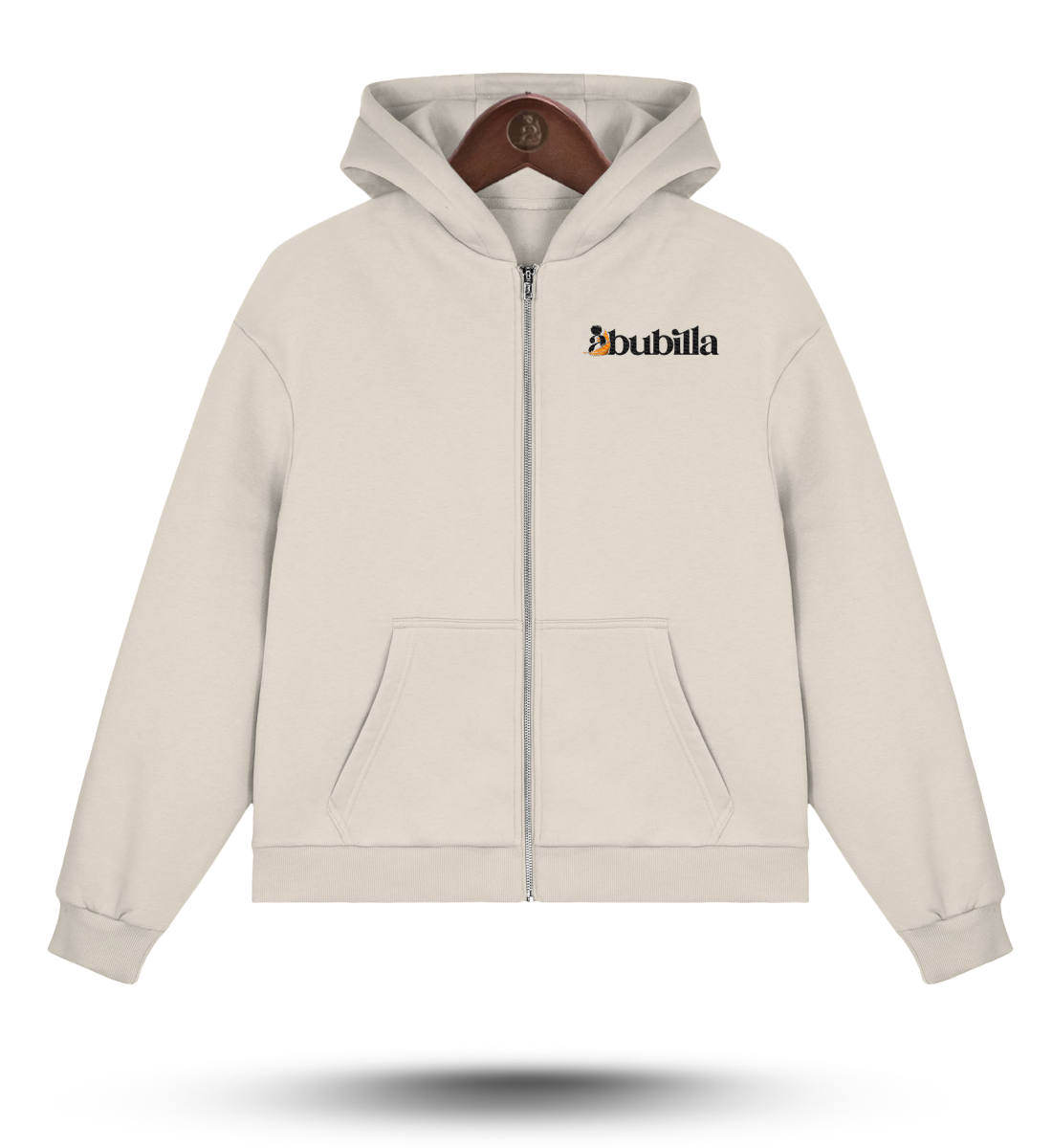 Abubilla - Fluffy Boxcut Zipper mit Sticklogo white sand