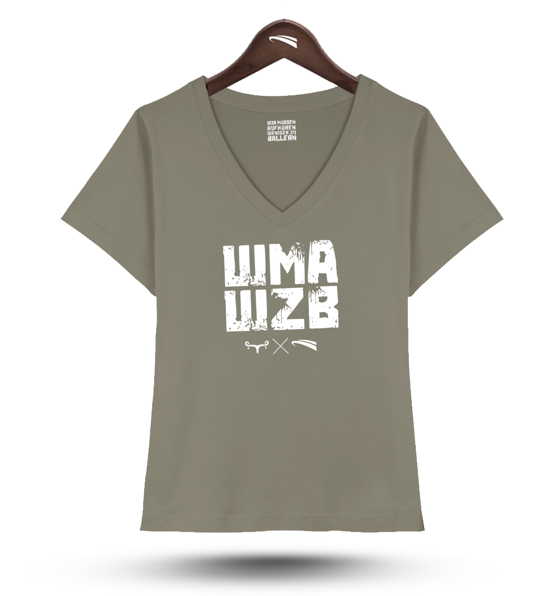 WMAWZB - Damen V-Neck Shirt khaki