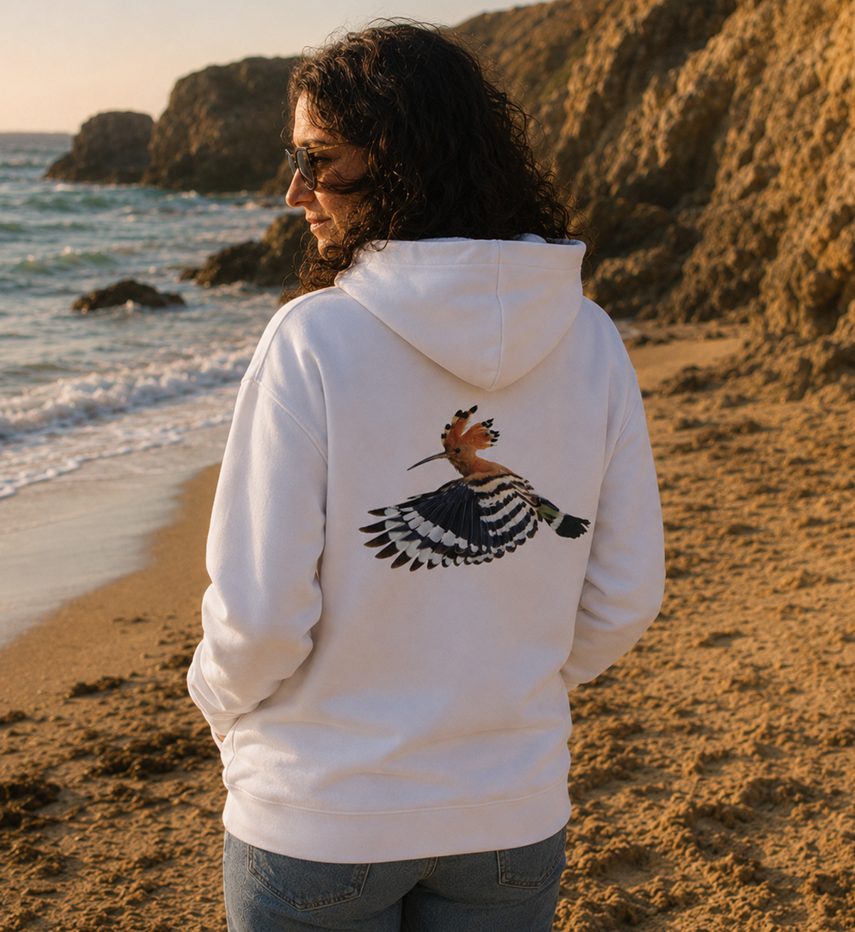 Abubilla Unisex Bio-Hoodie – Hoopoe Free Flight Backprint