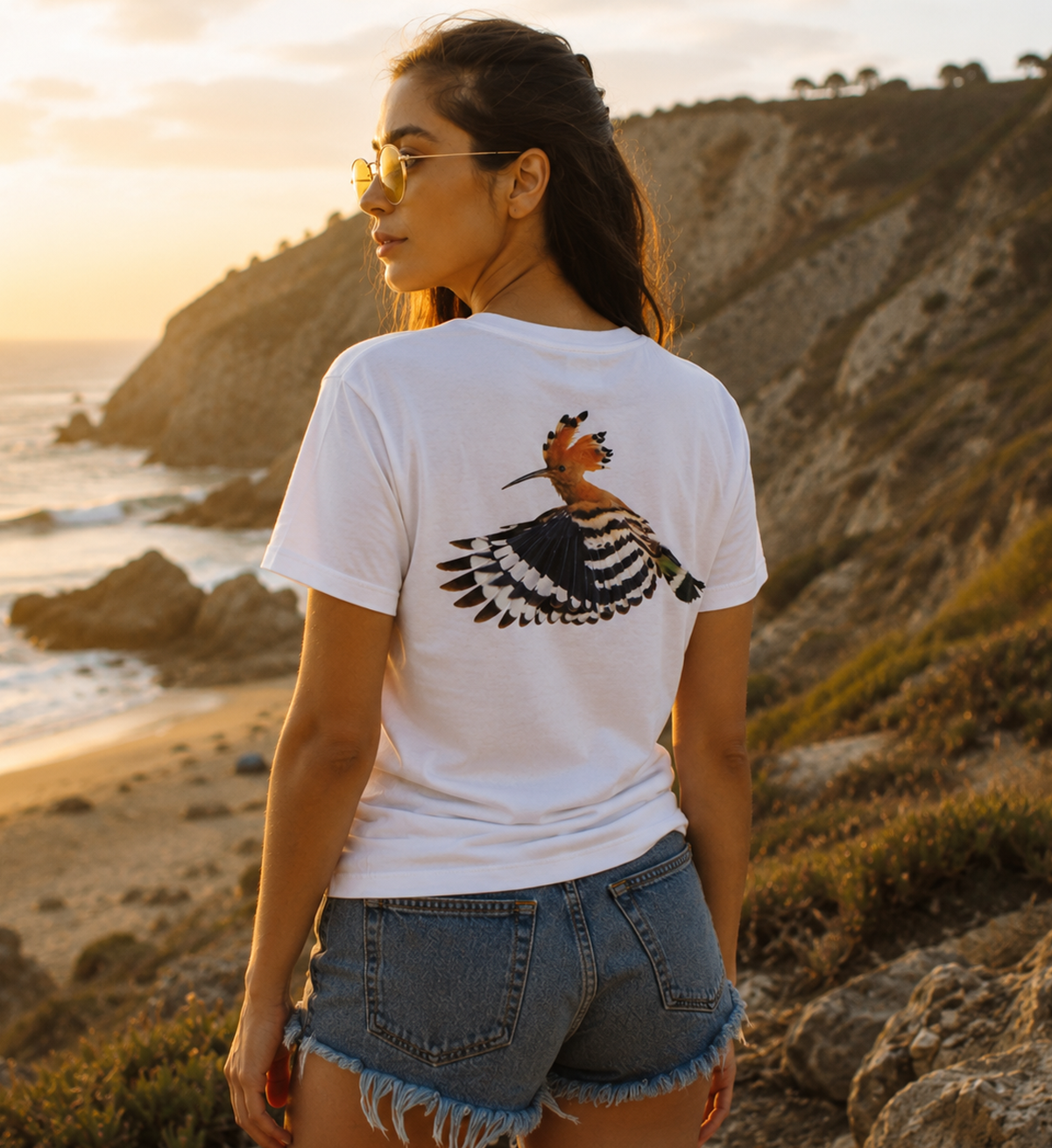 Abubilla Damen Bio-T-Shirt – Hoopoe Free Flight Backprint