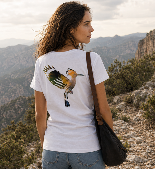 Abubilla Damen Bio-T-Shirt – Hoopoe Soft Landing Backprint