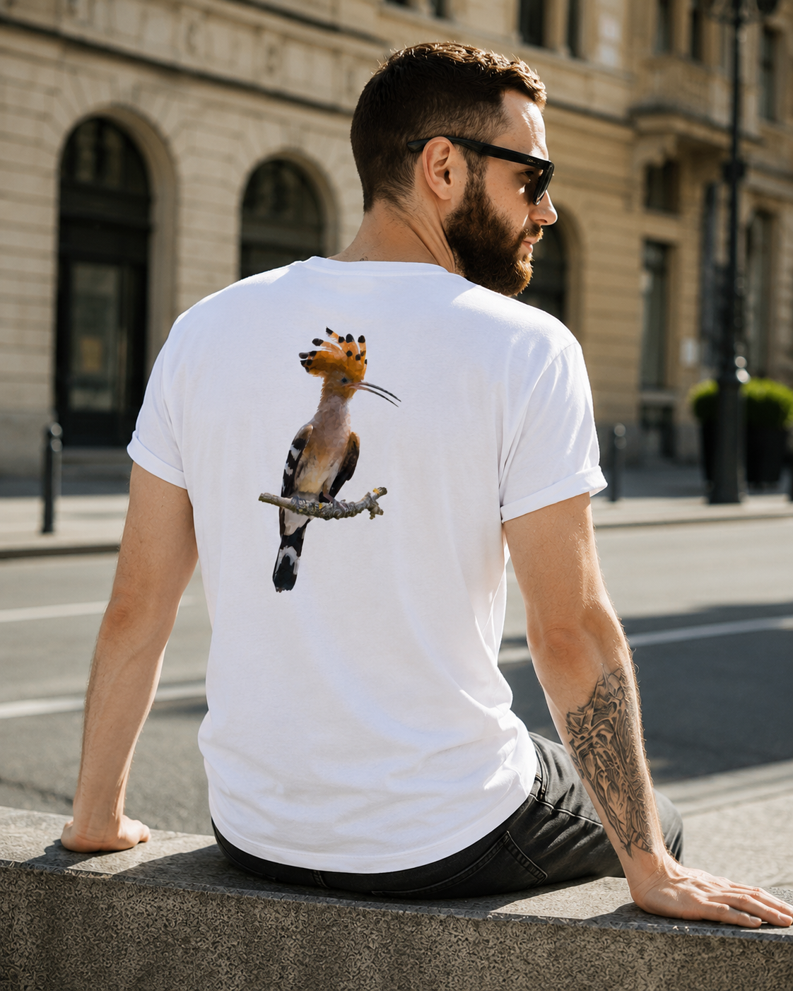 Abubilla Unisex Bio-T-Shirt – Perched Hoopoe Backprint
