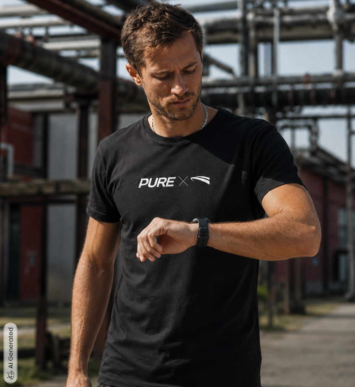 Pure x Pain Unisex T-Shirt Dunkel mit Logo-Frontprint