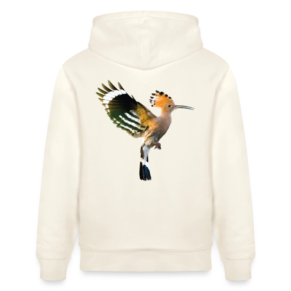 Abubilla Unisex Organic Hoodie – Hoopoe Soft Landing Backprint
