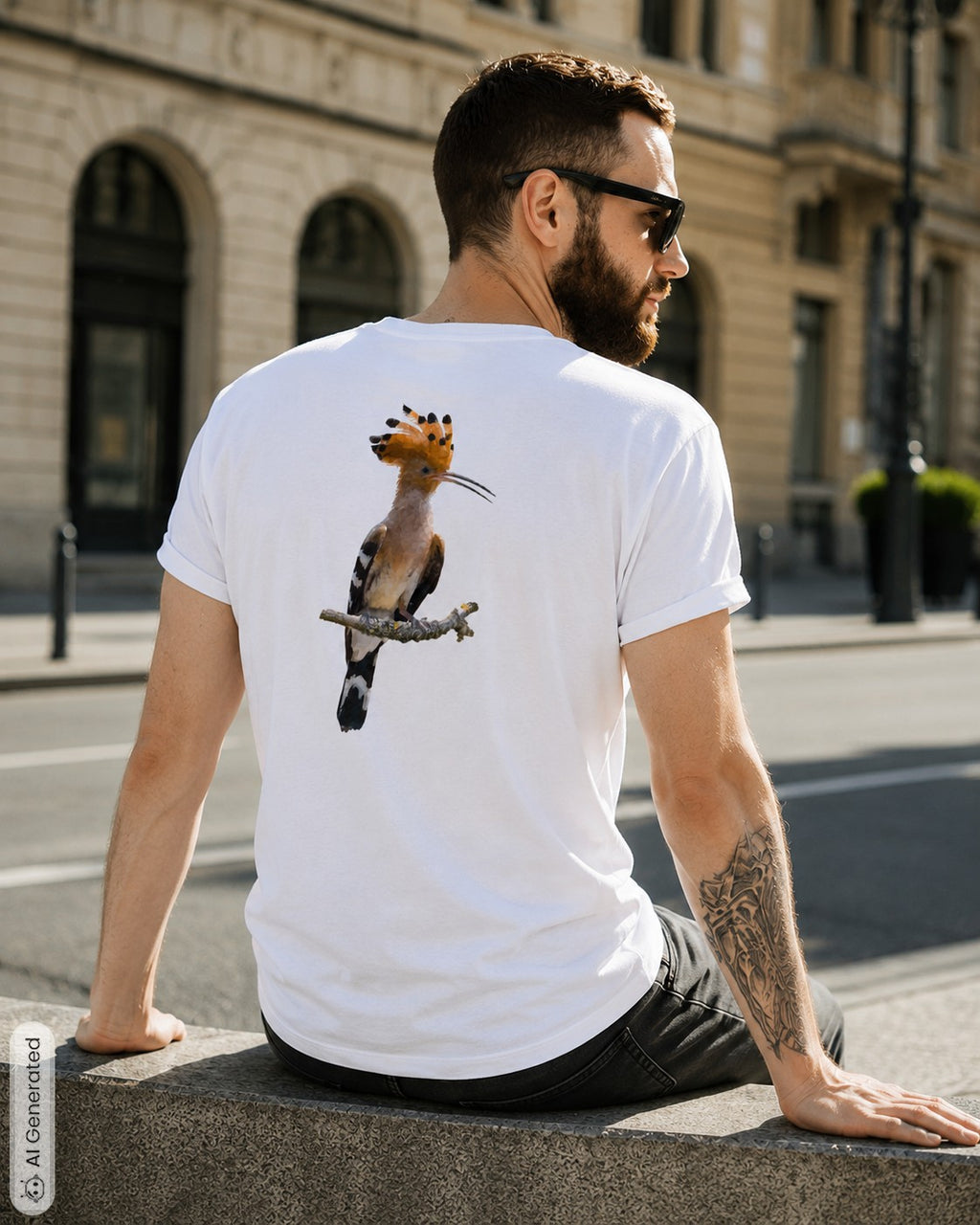 Abubilla Unisex Organic T-Shirt – Perched Hoopoe Backprint