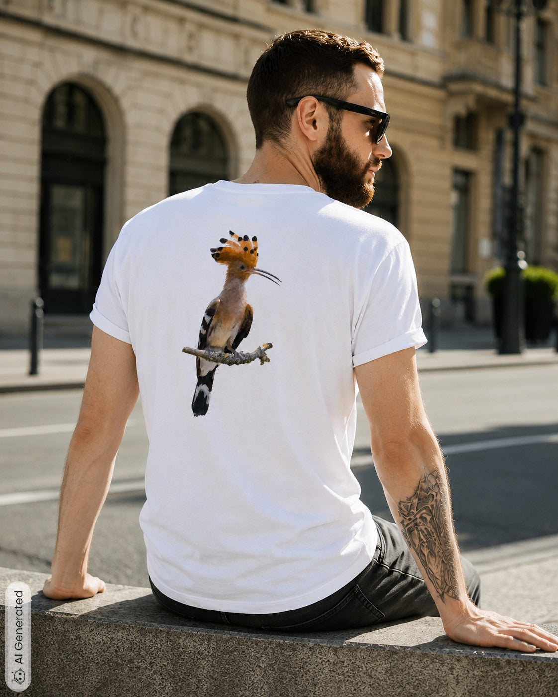 Abubilla Unisex Organic T-Shirt – Perched Hoopoe Backprint
