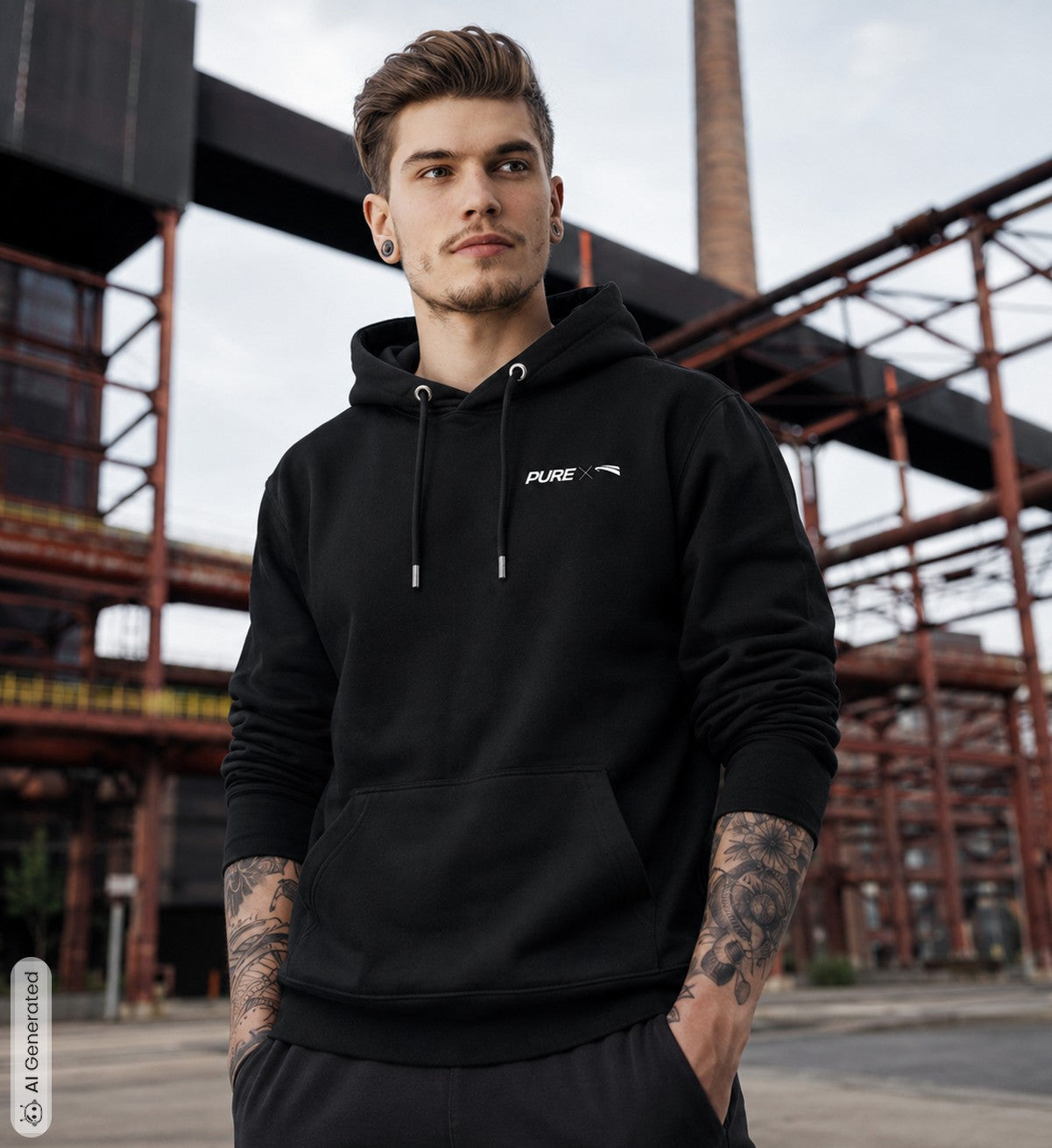 Pure x Pain Unisex Hoodie Dark with Signature Backprint