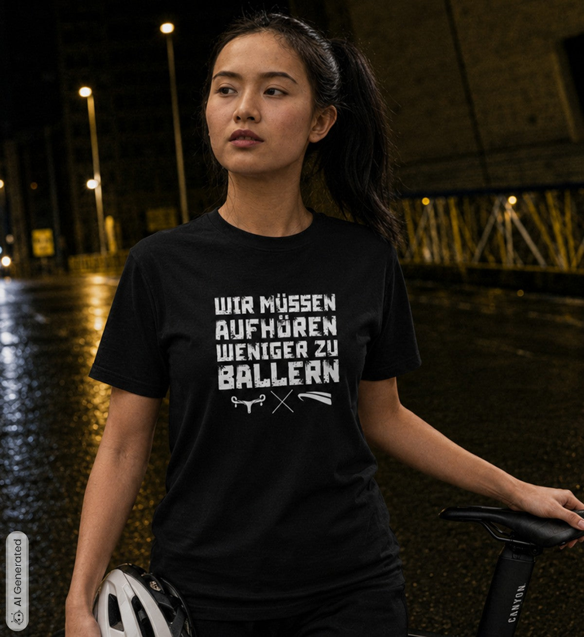 WMAWZB Women's T-Shirt Dark with Statement Front Print