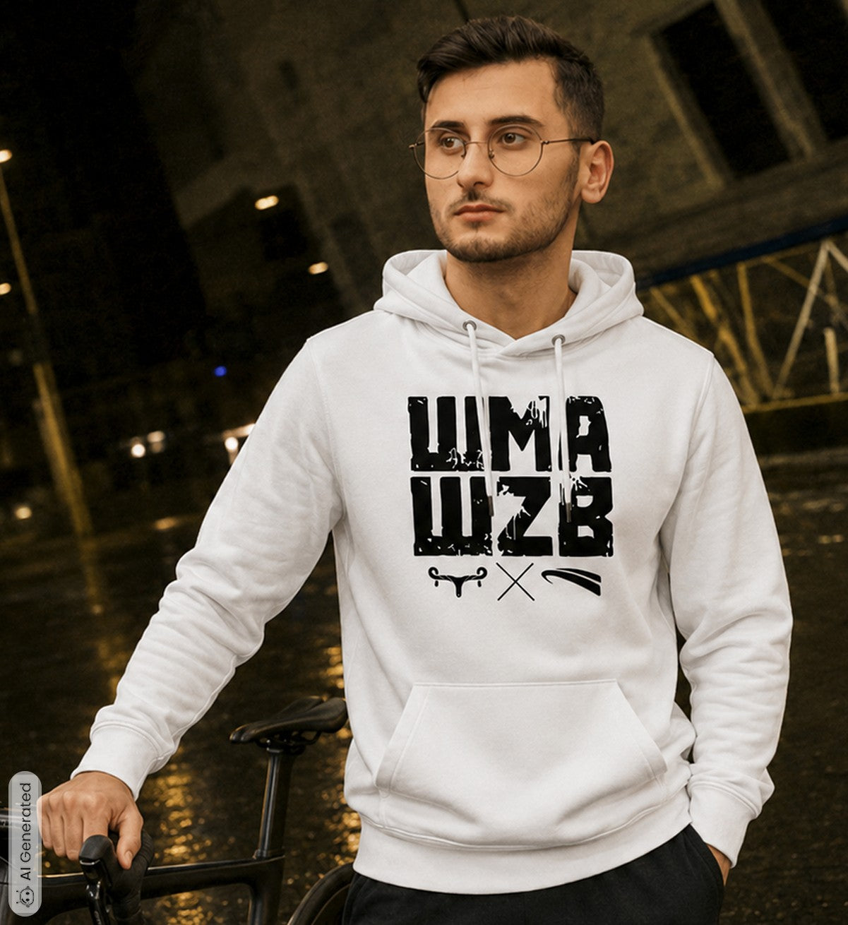 WMAWZB Unisex Hoodie Hell mit Logo Frontprint
