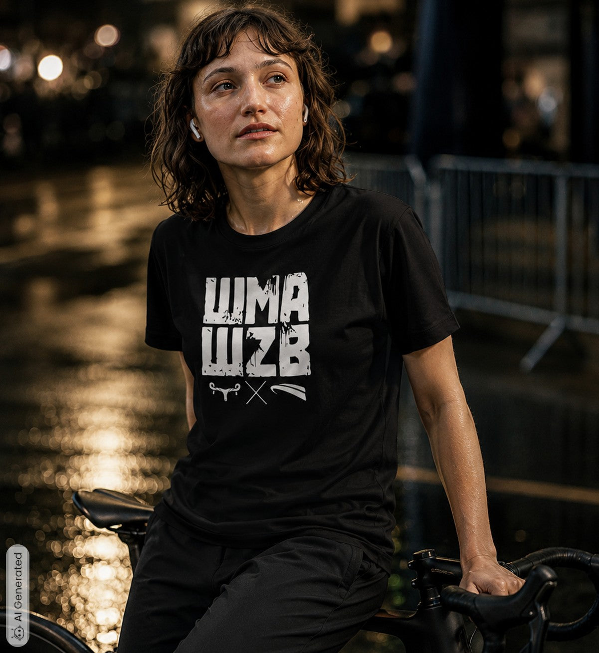 WMAWZB Women's Dark T-Shirt with Logo Front Print