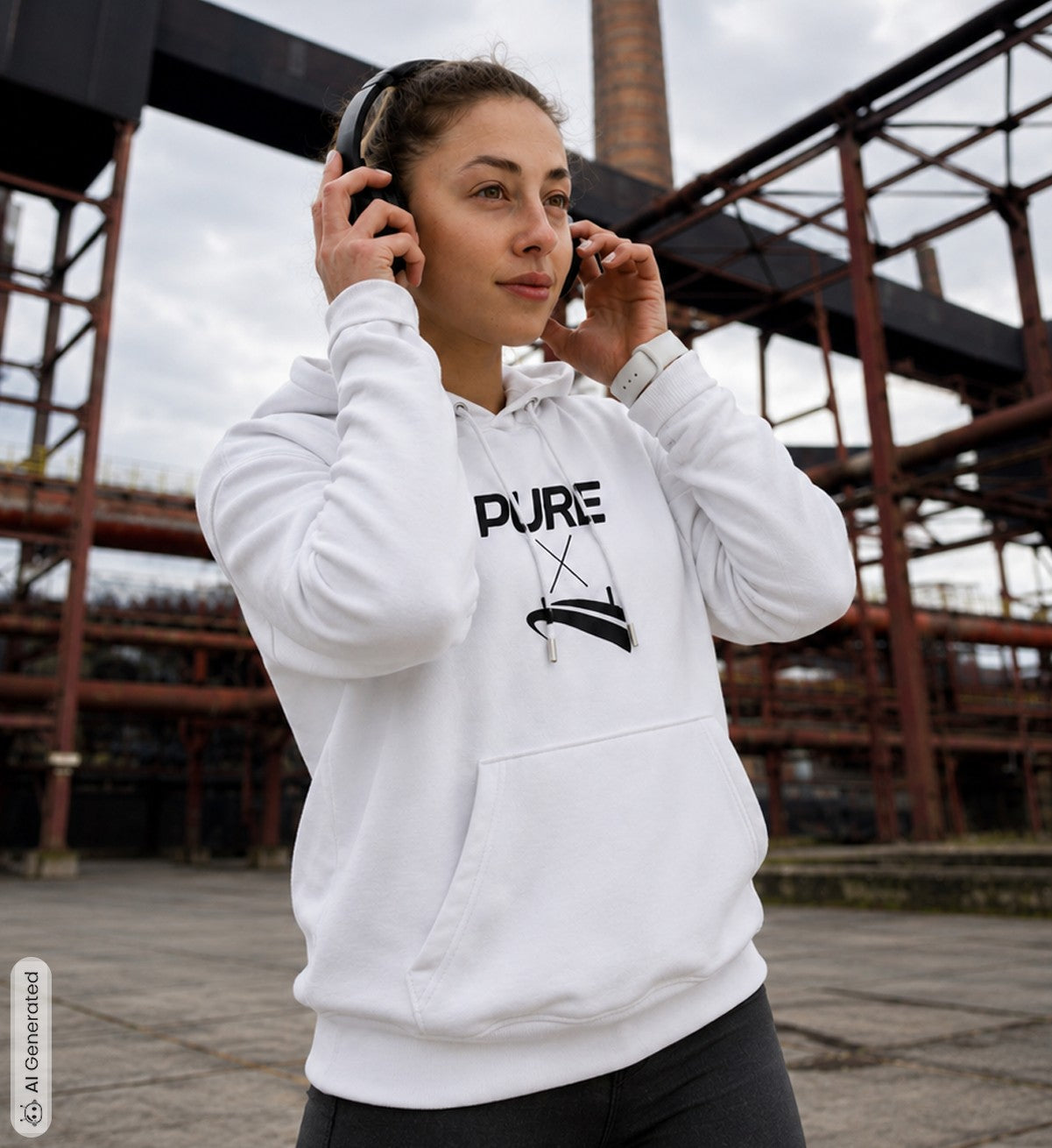 Pure x Pain Unisex Hoodie Hell mit Signature-Frontprint
