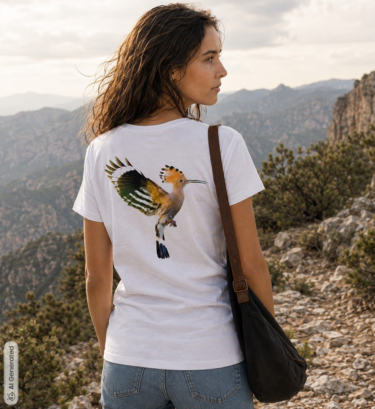 Abubilla Damen Bio-T-Shirt – Hoopoe Soft Landing Backprint