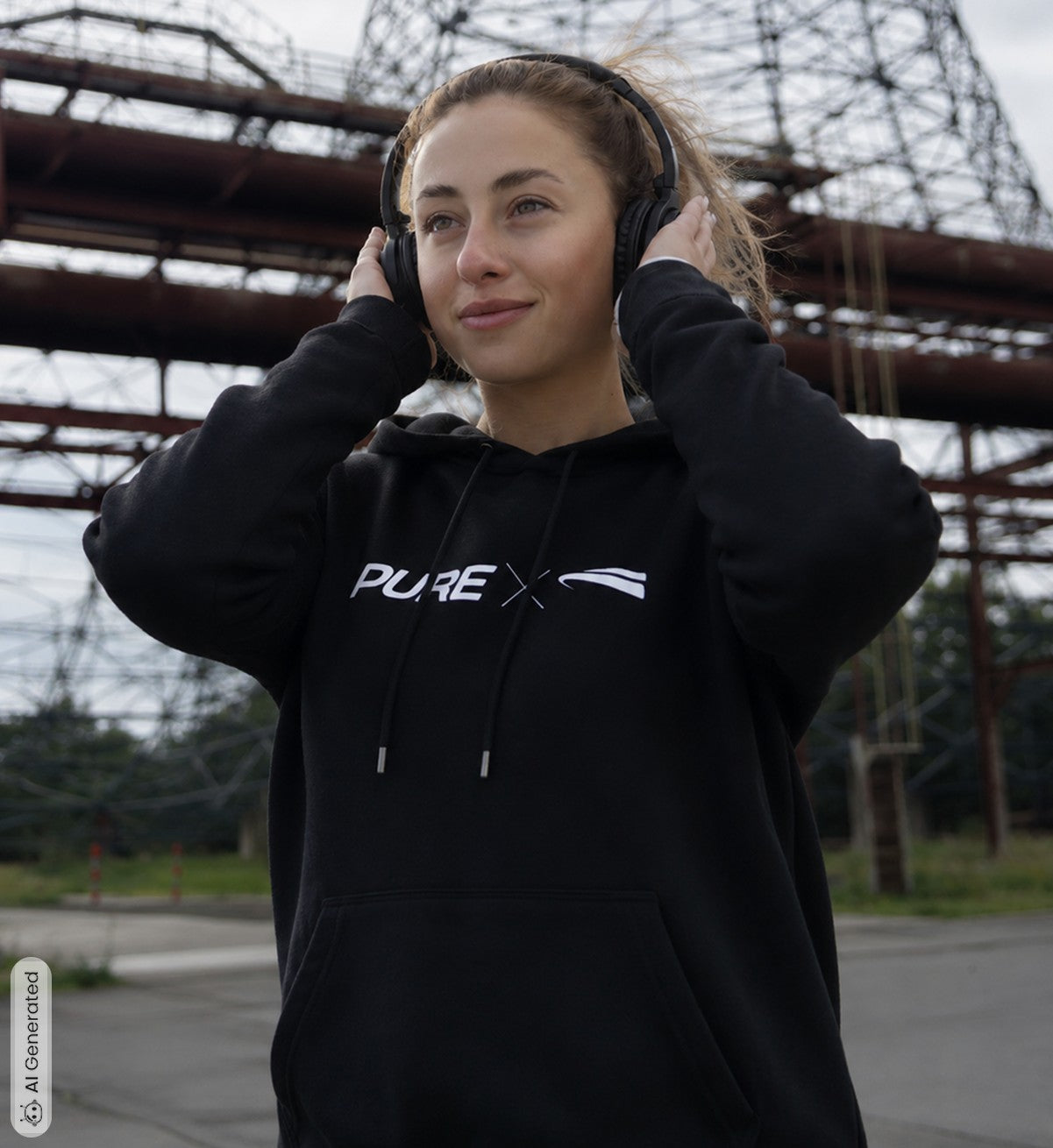 Pure x Pain Unisex Hoodie Dark with Logo Frontprint