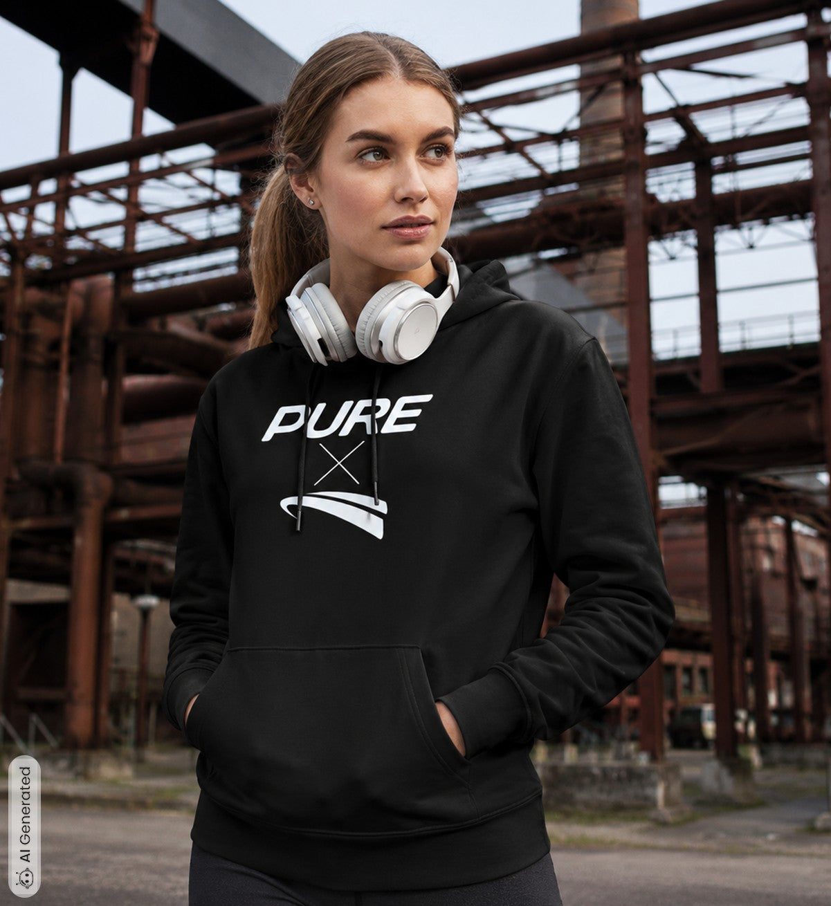 Pure x Pain Unisex Hoodie Dunkel mit Signature-Frontprint