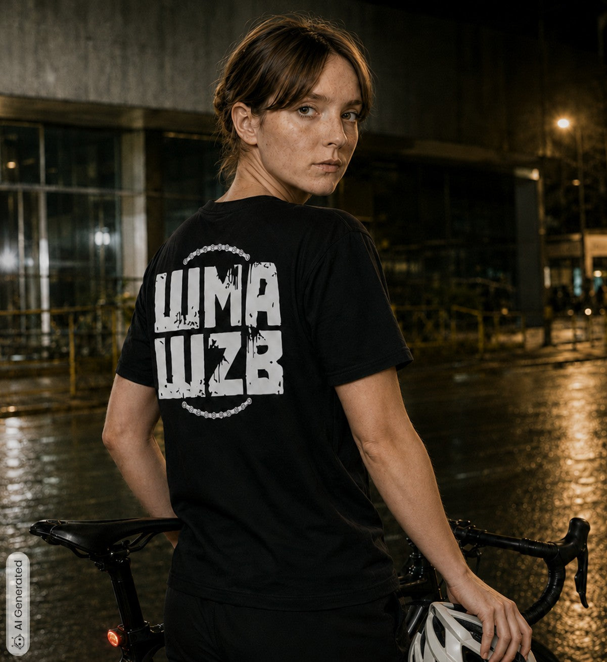 WMAWZB Women's Dark T-Shirt with Logo Backprint