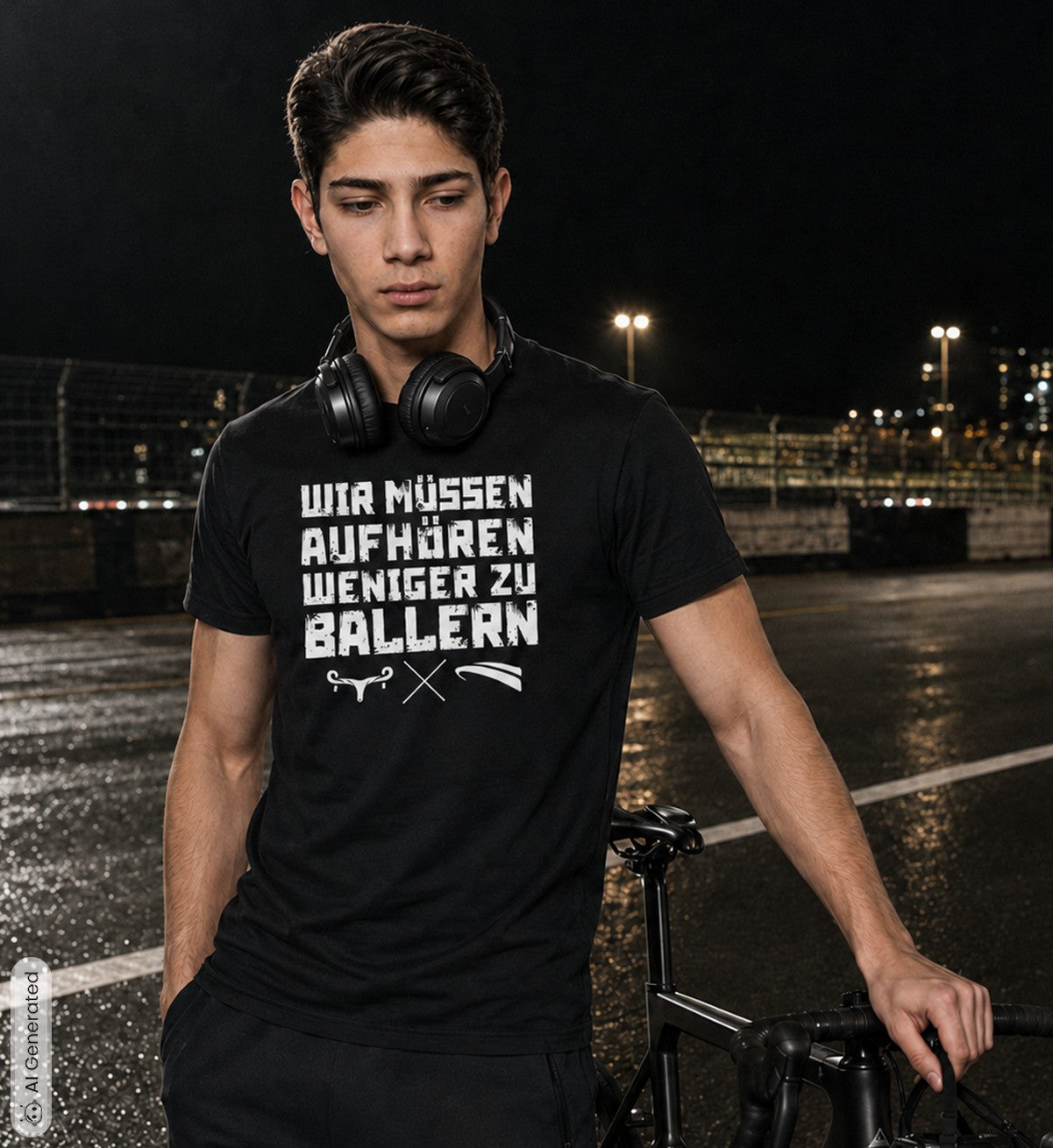WMAWZB Unisex T-Shirt Dunkel mit Statement Frontprint