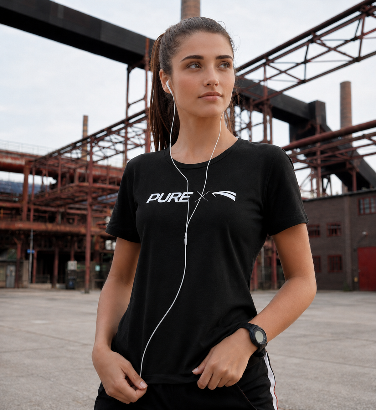 Pure X Pain Logo Damen T-Shirt Dunkel