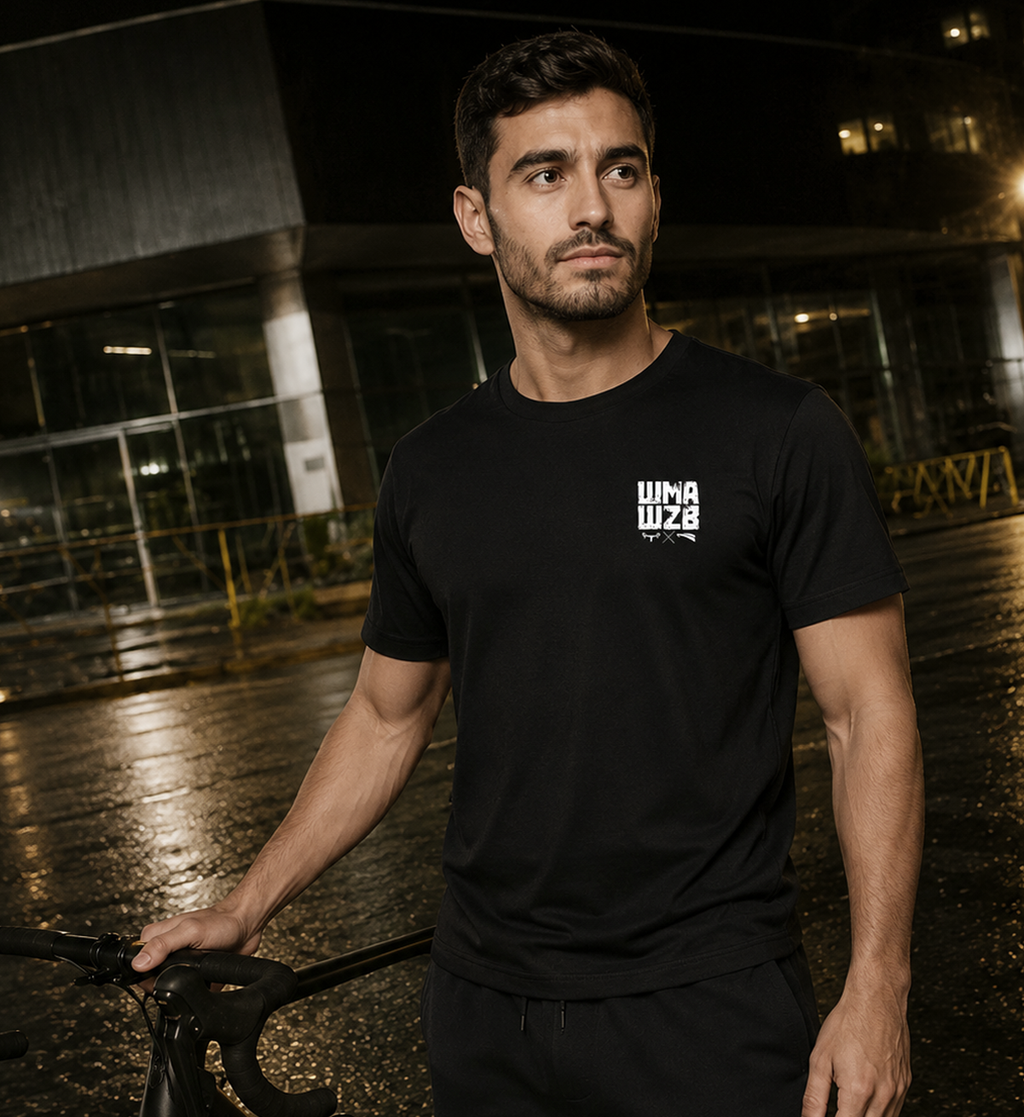 WMAWZB Unisex T-Shirt Dunkel mit Statement Backprint