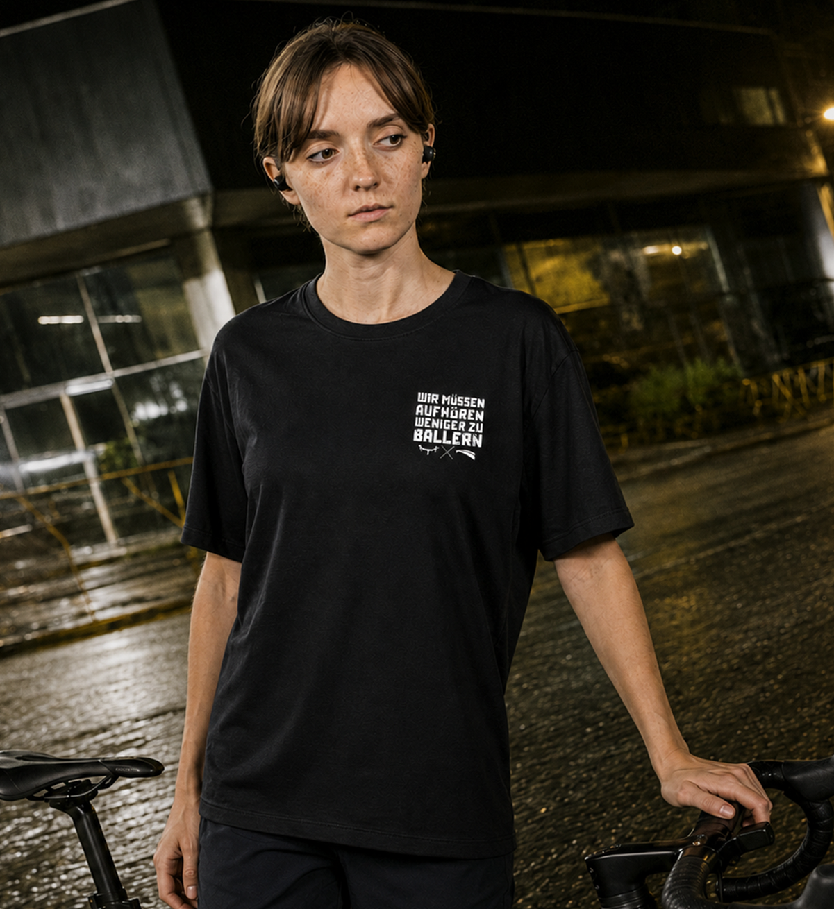WMAWZB Damen T-Shirt Dunkel mit Logo Backprint