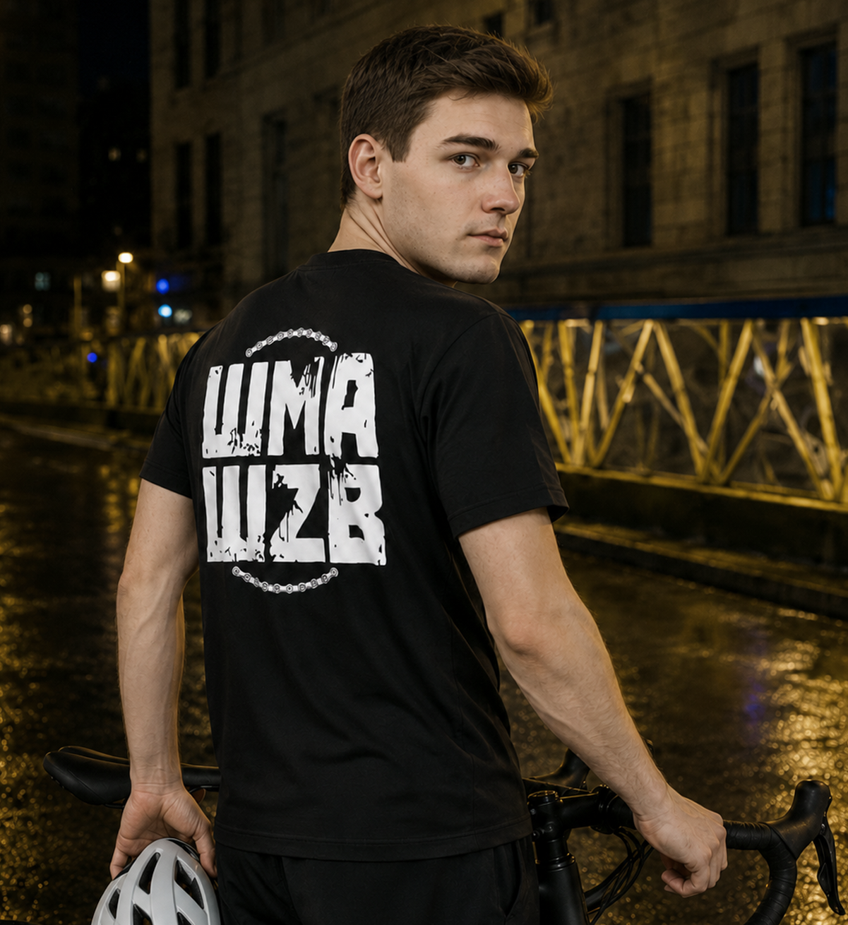 WMAWZB Unisex T-Shirt Dunkel mit Logo Backprint