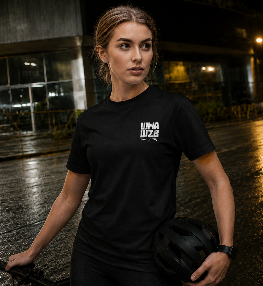 WMAWZB Damen T-Shirt Dunkel mit Statement Backprint