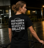 WMAWZB Damen T-Shirt Dunkel mit Statement Backprint