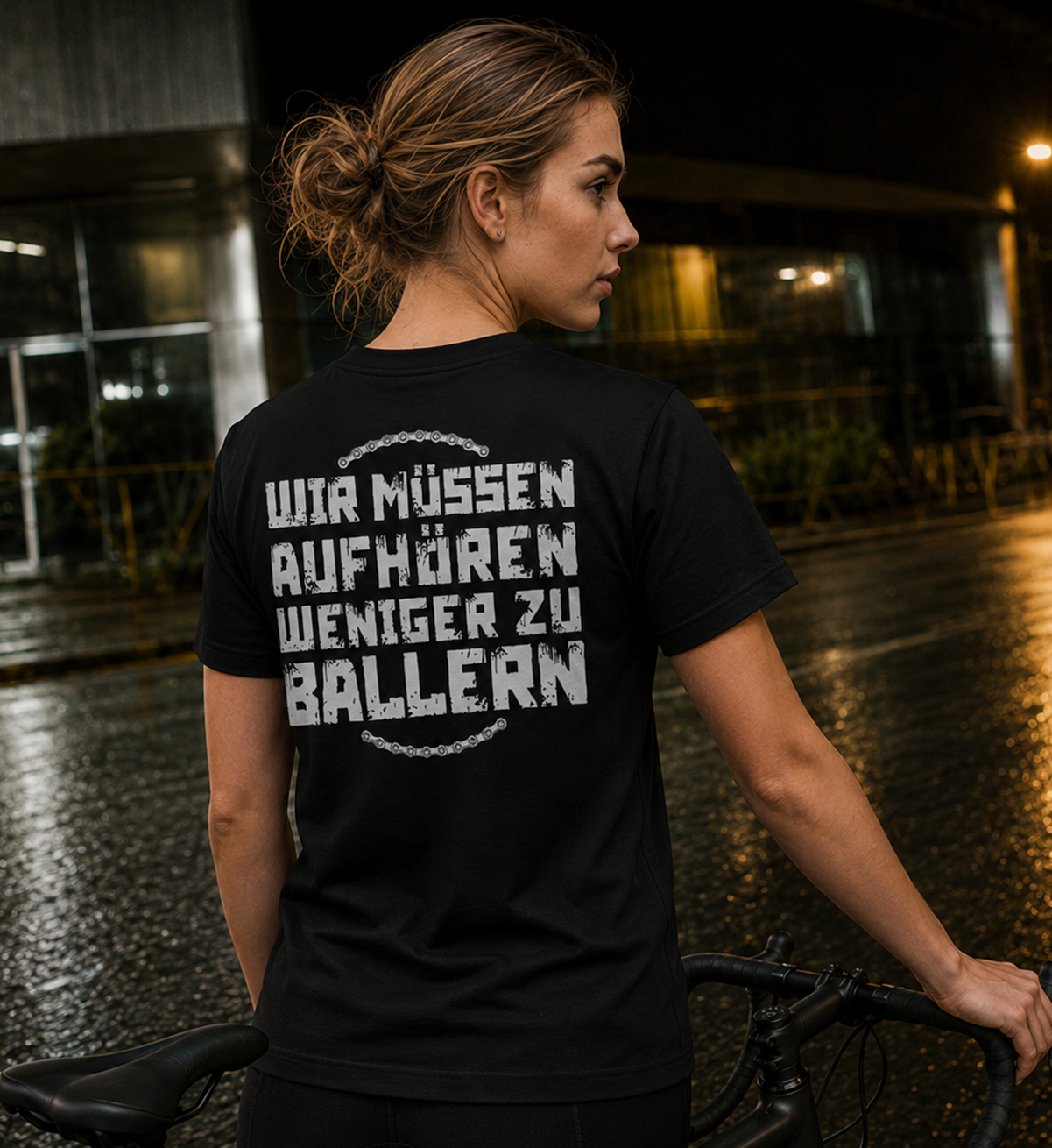 WMAWZB Damen T-Shirt Dunkel mit Statement Backprint